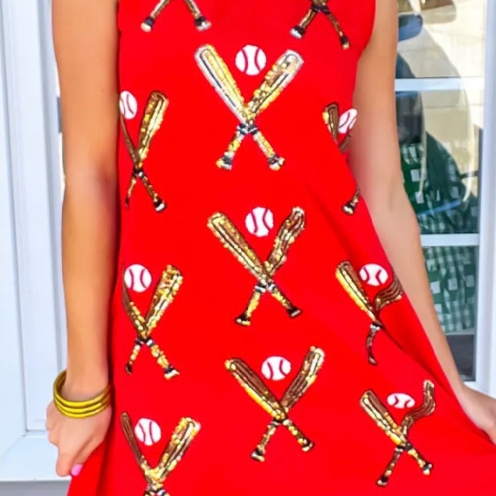 ISO:  QUEEN OF SPARKLES Red, white, or gray Baseball Mini Dress